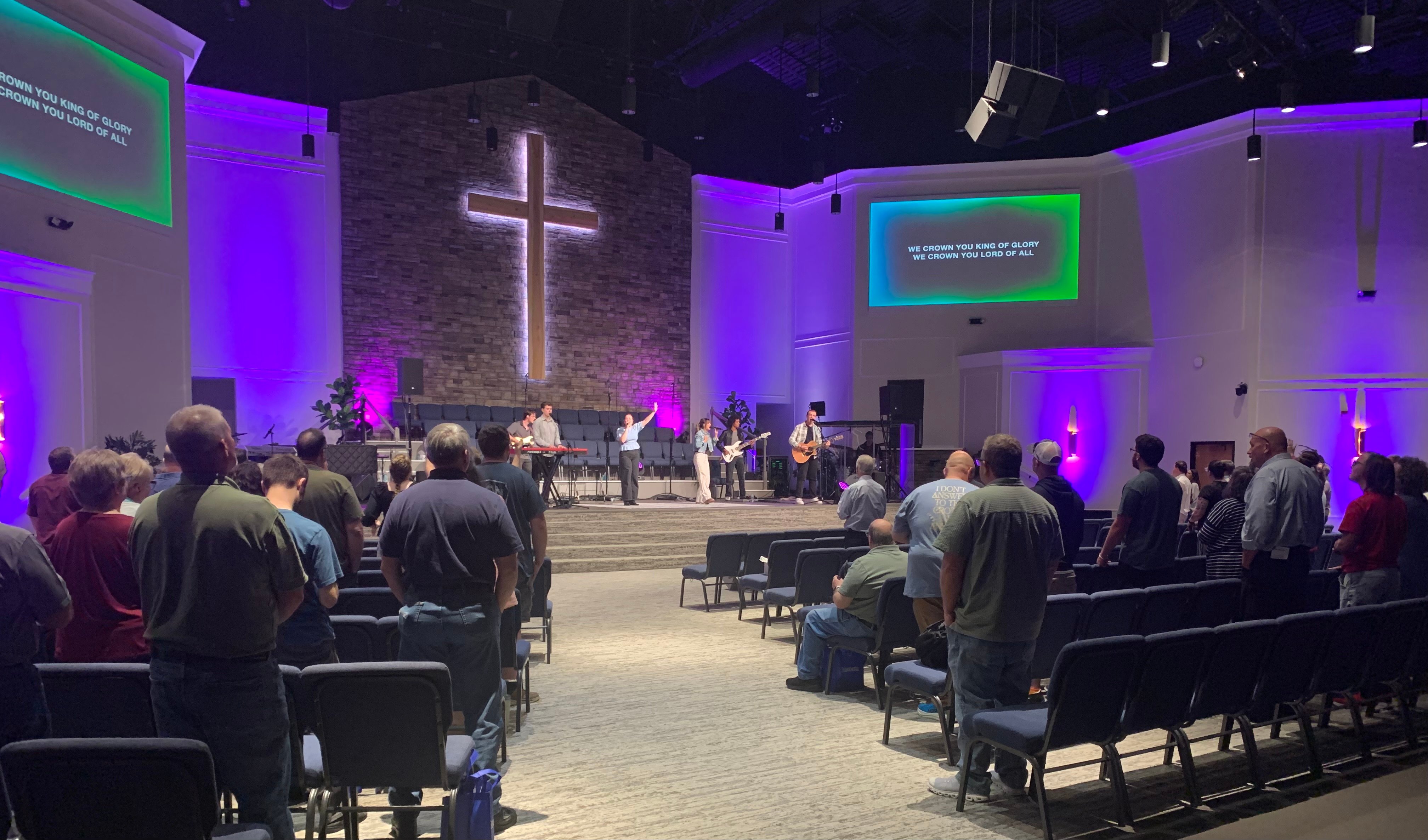 Worship and technology conference attendees gathered in a church auditorium